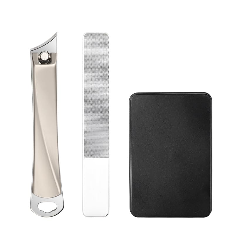 MAYCREATE® 2pcs Slanted Nail Clippers Stainless Steel Portable Angled Nail Clipper for Fingernails Toenails No Splash for Thick Toenails and Ingrown Nails - Champagne Gol MAYCREATE® 2pcs Slanted Nail Clippers Stainless Steel Portable Angled Nail Clipper for Fingernails Toenails No Splash for Thick Toenails and Ingrown Nails - Champagne Gol